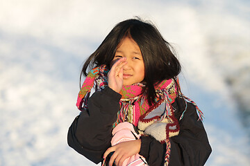 Image showing Portrait of a young cute girl looking at the camera