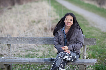 Image showing Portrait of a young cute girl looking at the camera