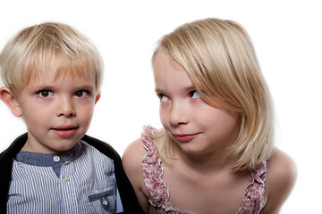 Image showing Portrait of a brother and sister in studio