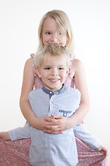 Image showing Portrait of a brother and sister in studio