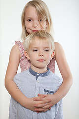 Image showing Portrait of a brother and sister in studio