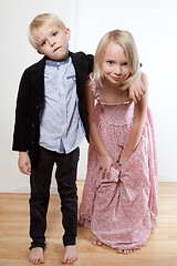 Image showing Portrait of a brother and sister in studio