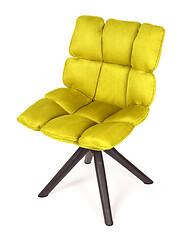 Image showing Modern chair made from suede and metal - Yellow