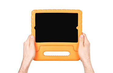 Image showing Tablet in a bright cover, designed for children