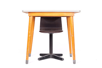 Image showing Vintage school desk and chair