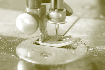 Image showing Antique, vintage sewing machine close-up