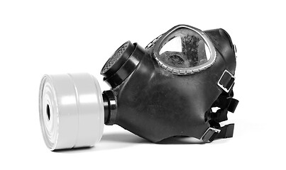 Image showing Vintage gasmask isolated on white - White filter