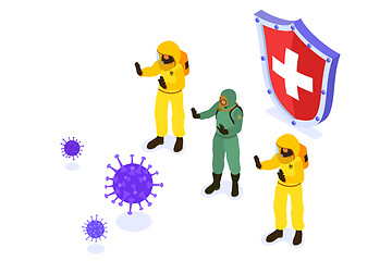 Image showing Doctors in protective coverall stop coronavirus