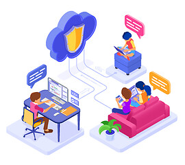 Image showing online collaboration education cloud technology