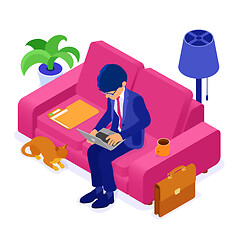 Image showing businessman working remotely from home