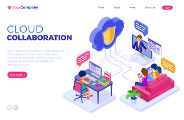 Image showing online collaboration education cloud technology