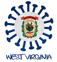 Image showing State flag of West Virginia with corona virus or bacteria