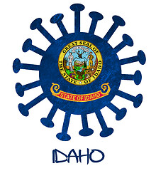 Image showing State flag of Idaho with corona virus or bacteria