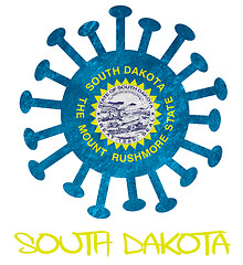 Image showing State flag of South Dakota with corona virus or bacteria