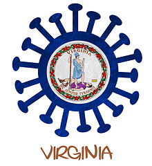 Image showing State flag of Virginia with corona virus or bacteria