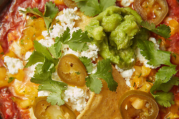 Image showing Food background from traditional homemade Shakshuka dish.