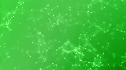 Image showing Blockchain network technology futuristic abstract green background.