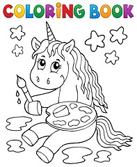 Image showing Coloring book painting unicorn theme 1