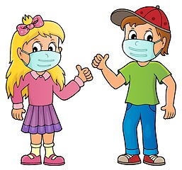Image showing Children in medical masks theme image 1