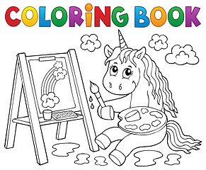 Image showing Coloring book painting unicorn theme 2