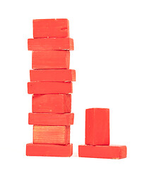 Image showing Vintage red building blocks isolated on white