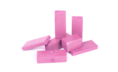 Image showing Vintage pink building block isolated on white