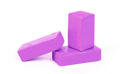 Image showing Vintage purple building blocks isolated on white