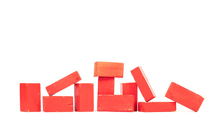 Image showing Vintage red building blocks isolated on white