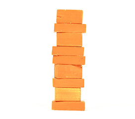 Image showing Vintage orange building blocks isolated on white