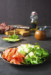 Image showing salmon with bread and creamcheese 