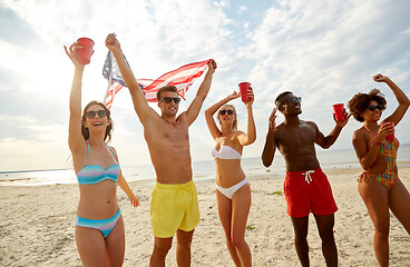 Image showing friends at american independence day beach party