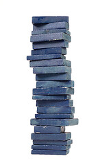Image showing Vintage blue building blocks isolated on white