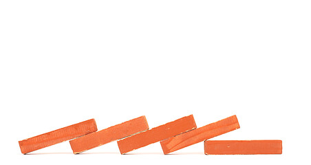 Image showing Vintage orange building blocks isolated on white