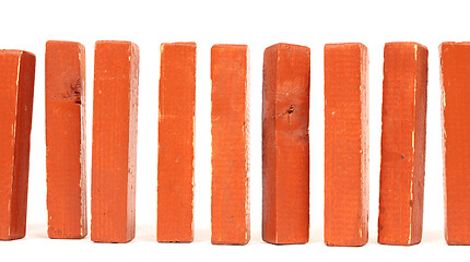 Image showing Vintage orange building blocks isolated on white