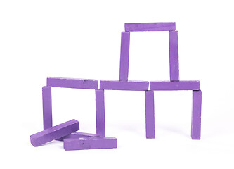 Image showing Vintage purple building blocks isolated on white