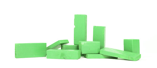 Image showing Vintage green building blocks isolated on white