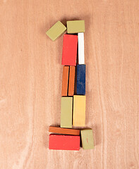 Image showing Old wooden blocks, toghether they make the number 1