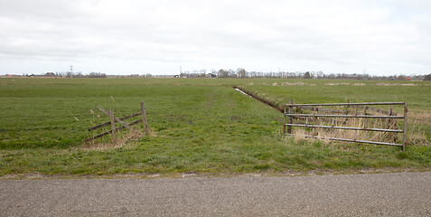 Image showing Open metal farm gate