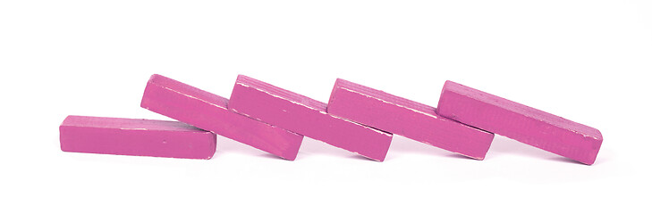 Image showing Vintage pink building blocks isolated on white