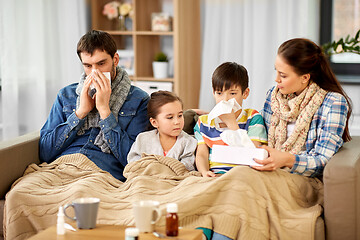 Image showing ill family with children having flu at home