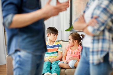 Image showing children watching their parents quarreling at home