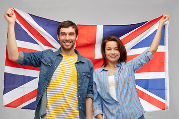 Image showing happy couple holding british flag