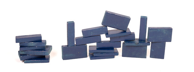 Image showing Vintage blue building blocks isolated on white