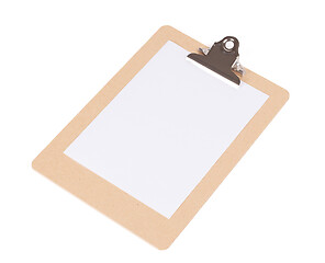 Image showing Wooden clipboard isolated on white background