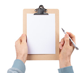 Image showing Wooden clipboard isolated on white background