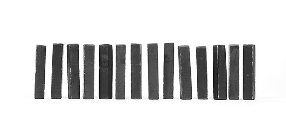 Image showing Row of vintage building blocks isolated on white