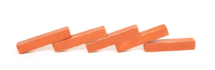 Image showing Vintage orange building blocks isolated on white