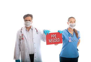 Image showing COVID-19 pandemic doctors and nurses request for proper personal