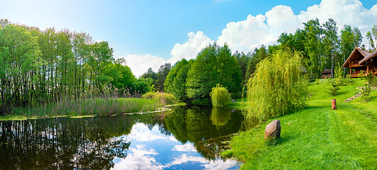 Image showing Pond and field