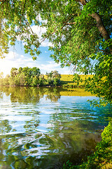 Image showing Landscape pond and forest